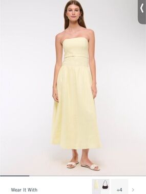 Strapless Yellow Midi Dress NWT